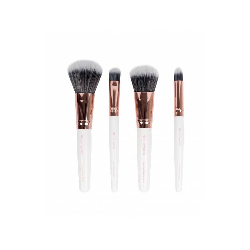 Brushwork White & Gold Travel Makeup Brush Set