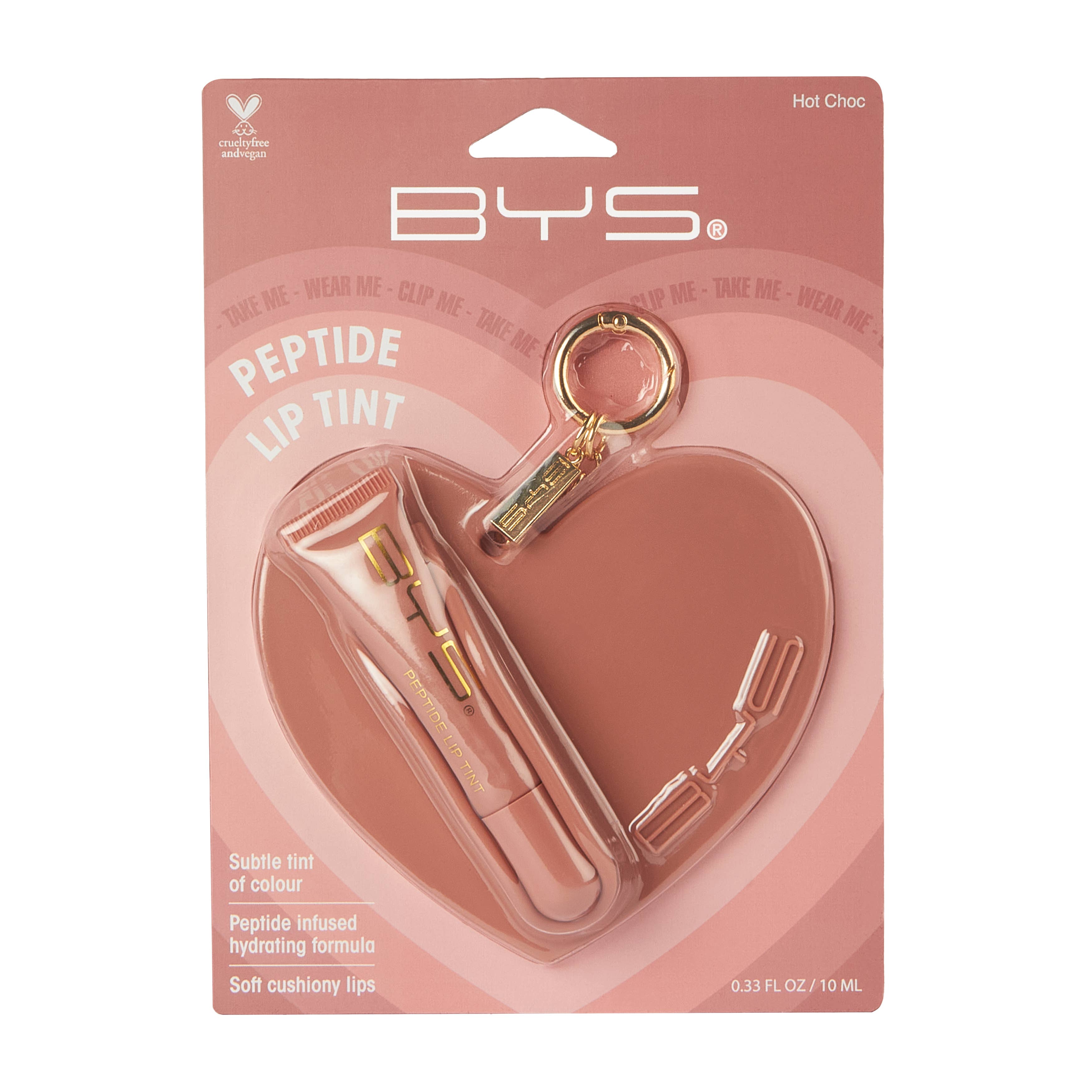 BYS Peptide Lip Tint with Heart Bag Charm Hot Choc