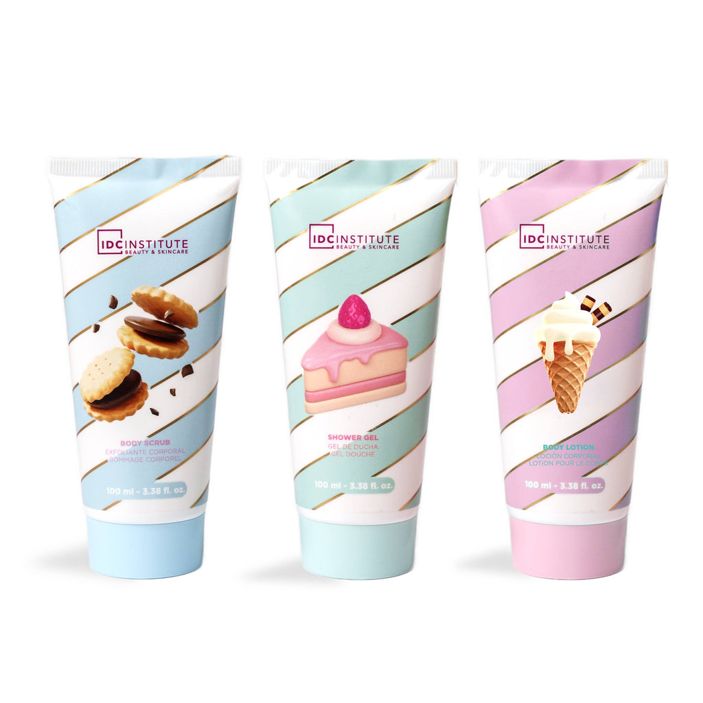 IDC Institute Petits Délices Sweet Kroppsvårdset med Necessär (3 x 100 ml)